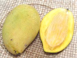 Ripe Thai Yellow Mangoes, whole and cut