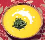 Bowl of Carrot Yogurt Curry Soup