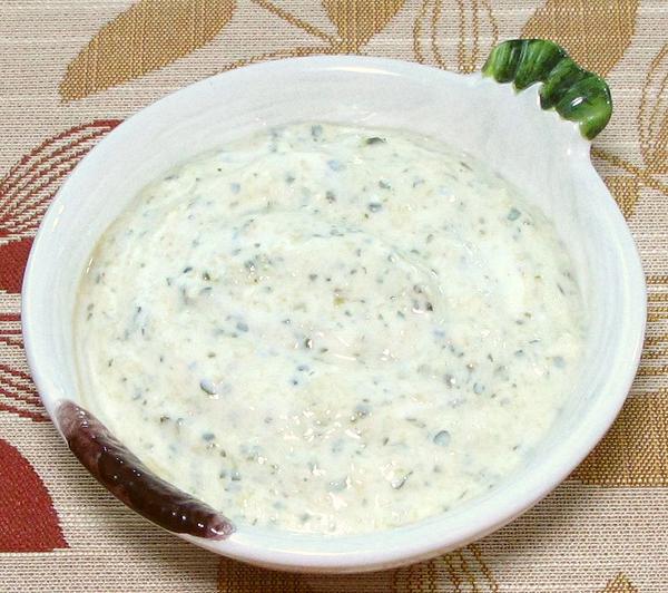 Small Bowl of Green Mango Yogurt Dip