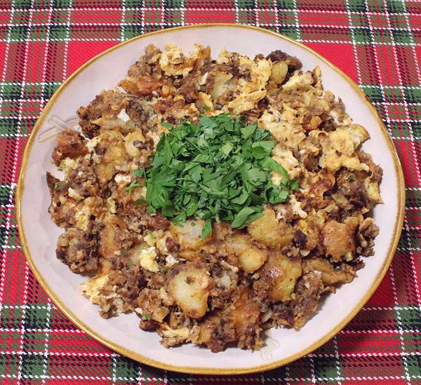 Dish of Haggis, Potatoes & Eggs