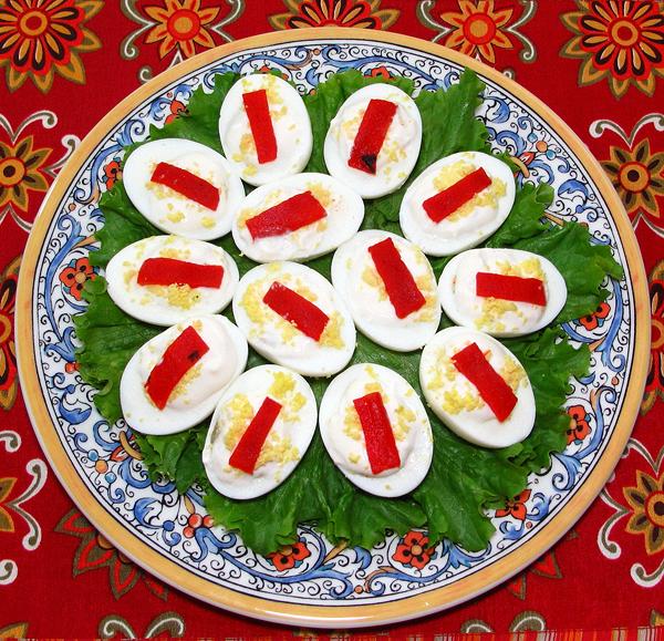 Platter of Mushroom Stuffed Eggs