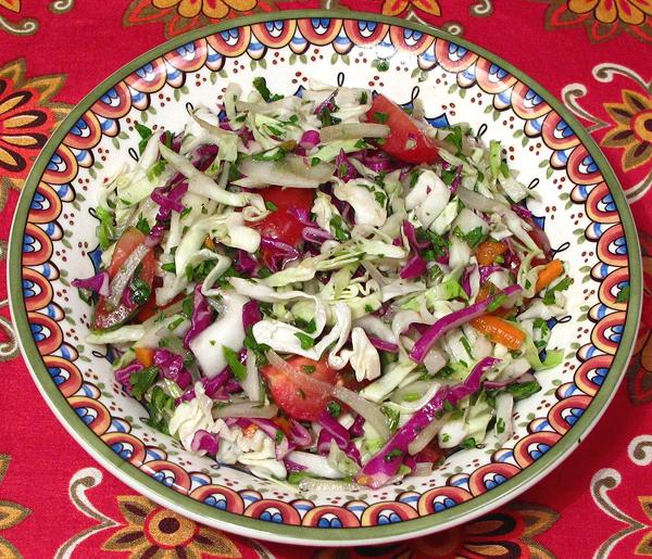 Bowl of Cabbage & Watercress Salad