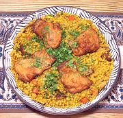 Dish of Chicken Maftoul Couscous
