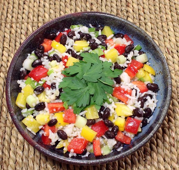 Bowl of Caribbean Black Beans & Rice Salad