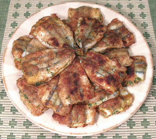 Plate of Fried Smelts with Dill