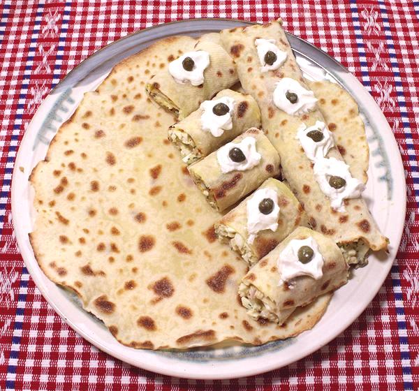 Lefse, whole, rolled, and cut