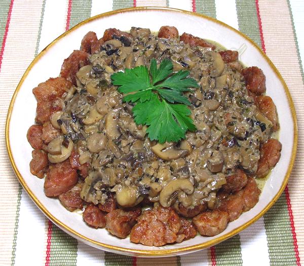 Dish of Sweetbreads with Mushroom Sauce