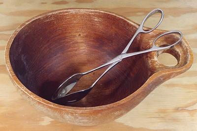 Wooden Salad Serving Bowl & Tongs